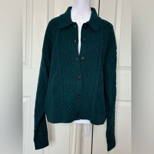 Cabi Teal Cable Knit Cardigan